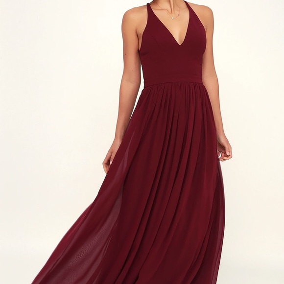 Lulu’s Love Spell Burgundy Lace-Back Maxi Dress - Picture 4 of 4